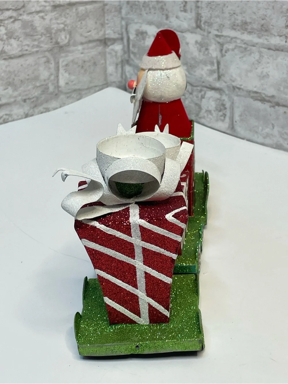 Pier 1 Metal Christmas Train Candle Holder Santa 3 Piece Very Rare HTF 11”